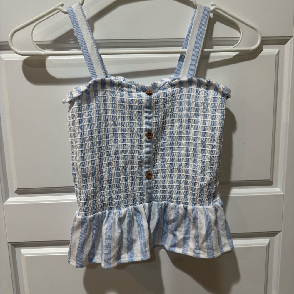 Old Navy Light Blue and White Textured Top